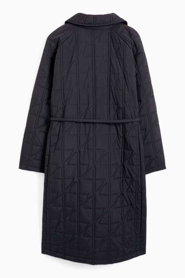 Women - Quilted coat with bum bag - black