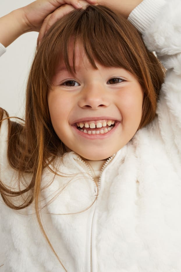 Kinder Mädchen - Kunstfell-Jacke - weiß
