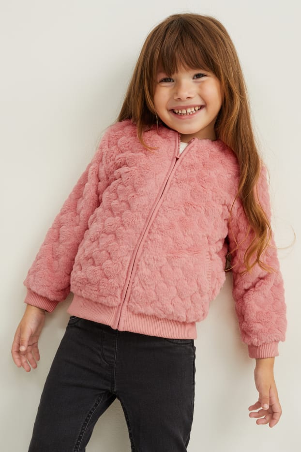 Kinder Mädchen - Kunstfell-Jacke - rosa