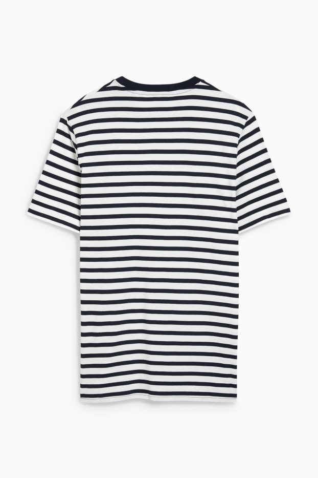 Bărbați - Tricou - cu dungi - albastru închis / alb-crem