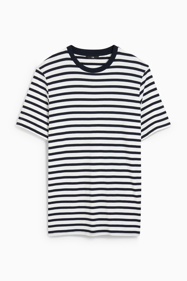 Bărbați - Tricou - cu dungi - albastru închis / alb-crem