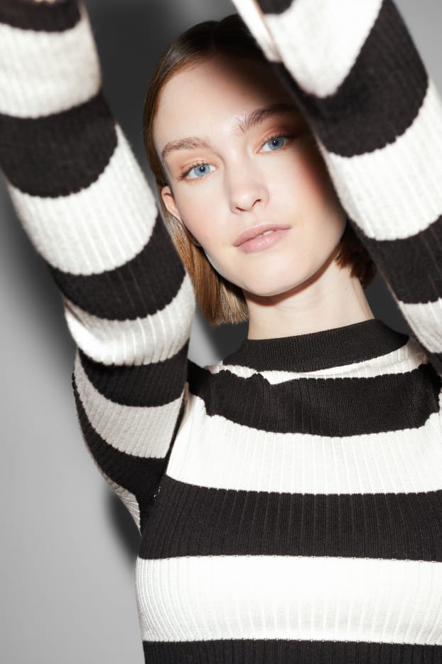 Donna - CLOCKHOUSE - maglione - a righe - nero / bianco