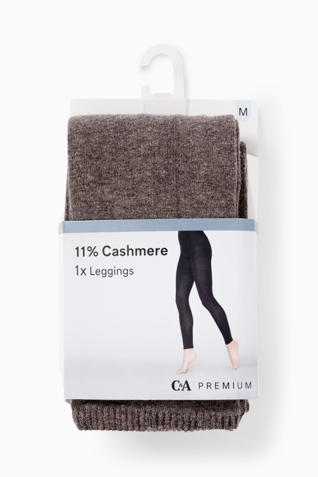 Dames - Legging, deels met kasjmier - bruin