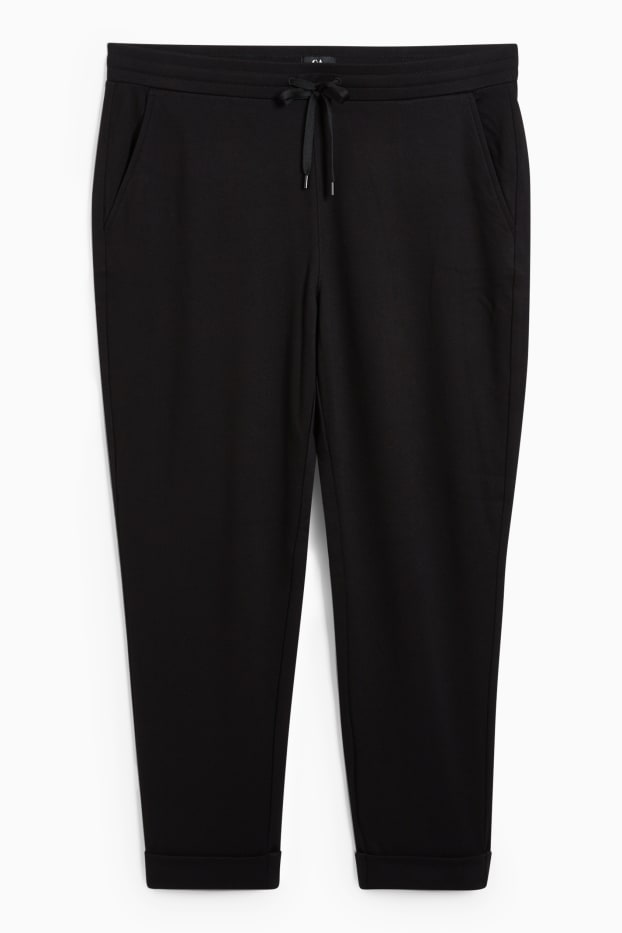 Damen - Stoffhose - Mid Waist - Tapered Fit - schwarz