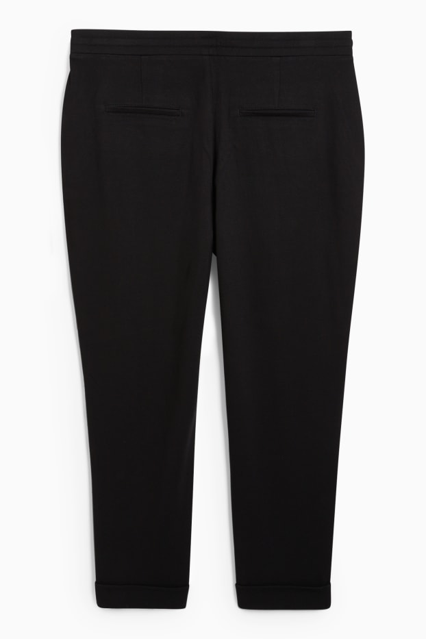 Damen - Stoffhose - Mid Waist - Tapered Fit - schwarz
