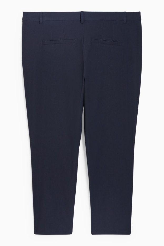 Femmes - Pantalon en toile - mid waist - straight fit - bleu foncé