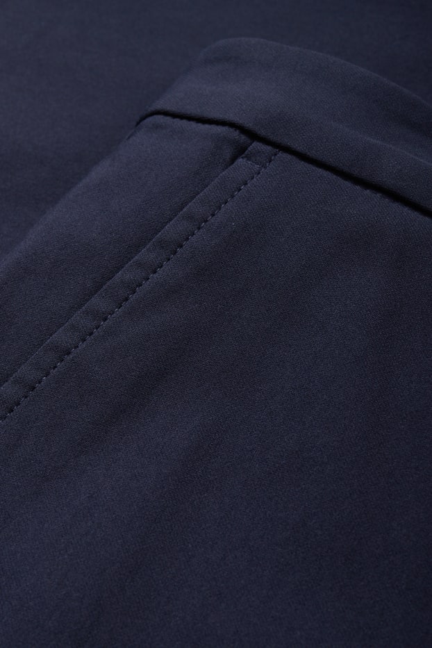 Femmes - Pantalon en toile - mid waist - straight fit - bleu foncé