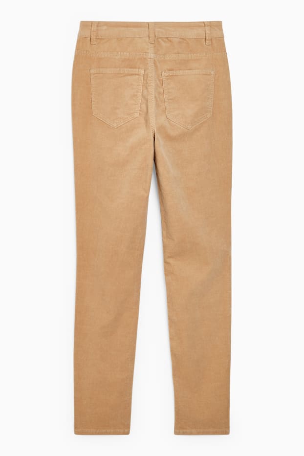 Dames - Corduroy broek - high waist - straight fit - lichtbruin