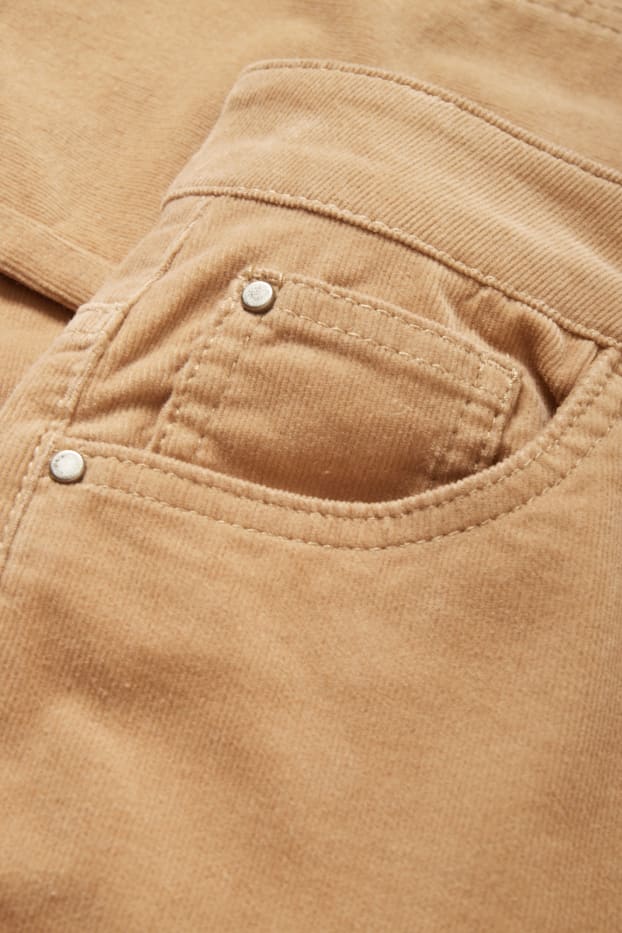 Dames - Corduroy broek - high waist - straight fit - lichtbruin