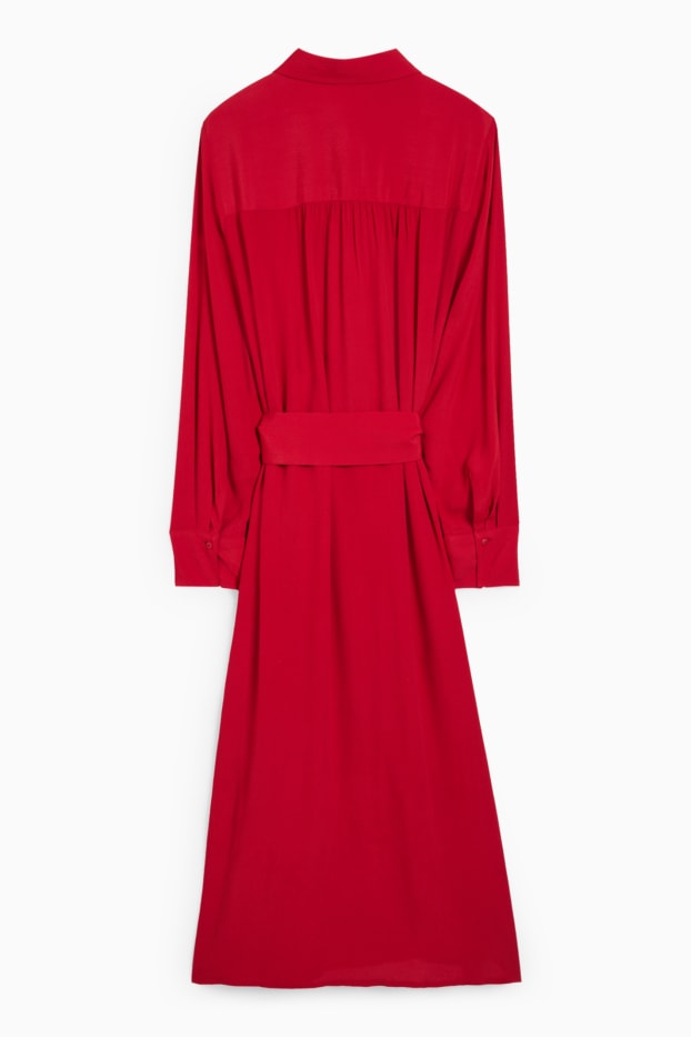 Dames - Blousejurk van viscose - donkerrood