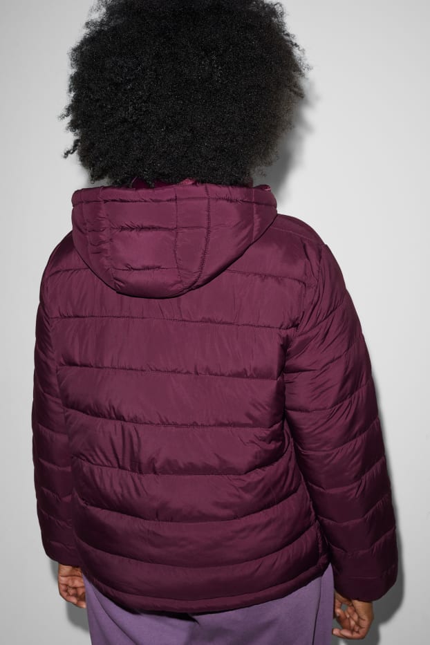 Women - Quilted jacket with hood - purple