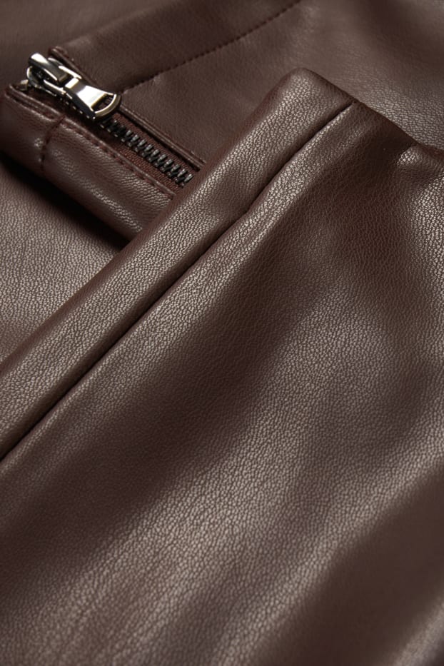 Women - Leggings - faux leather - dark brown