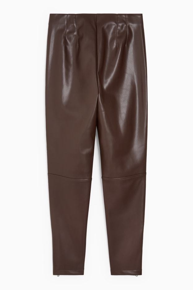 Women - Leggings - faux leather - dark brown