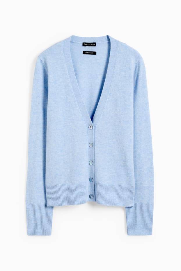 Damen - Kaschmir-Strickjacke - hellblau