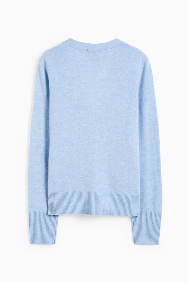 Damen - Kaschmir-Strickjacke - hellblau