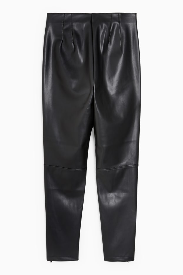 Women - Leggings - faux leather - black