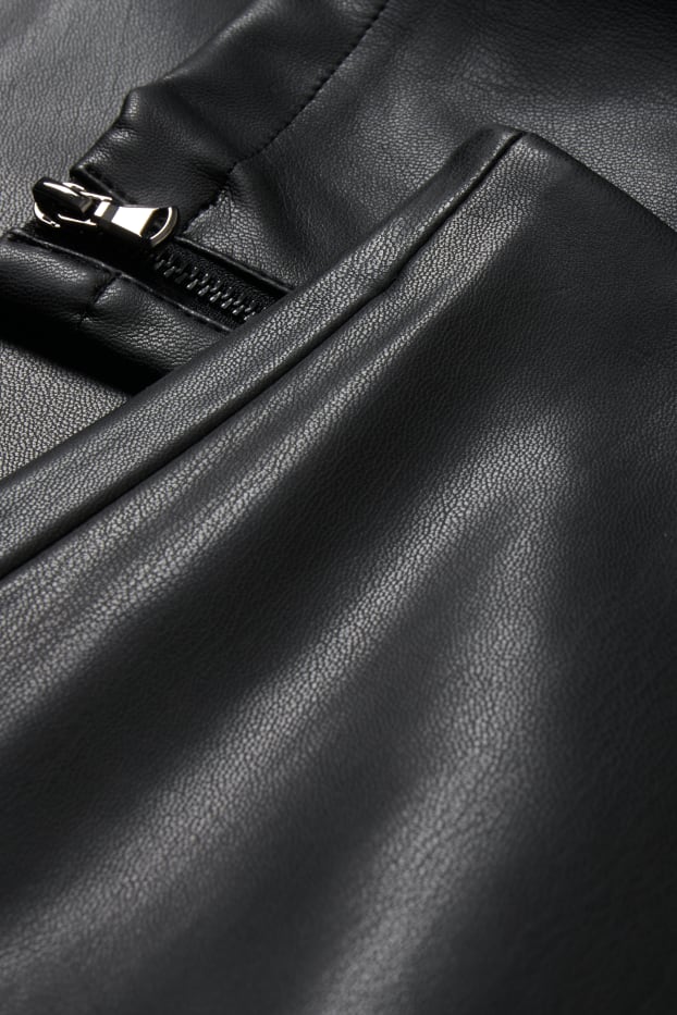 Women - Leggings - faux leather - black