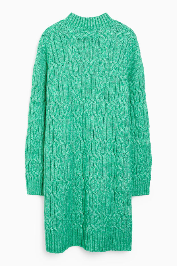 Women - Knitted dress - cable knit pattern - green
