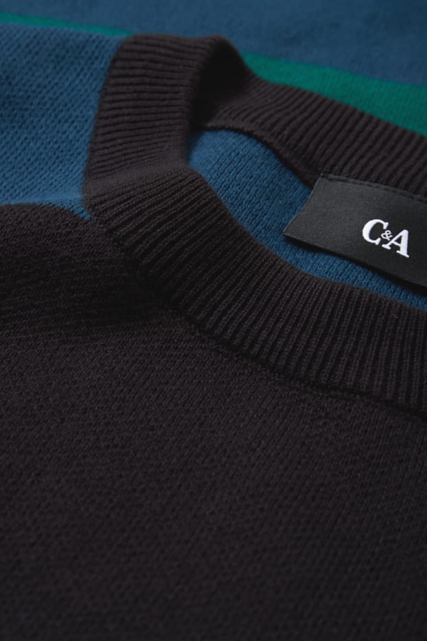 Uomo - Maglione - a righe - nero