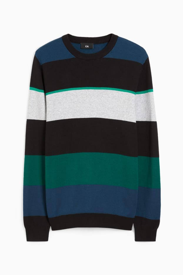 Uomo - Maglione - a righe - nero