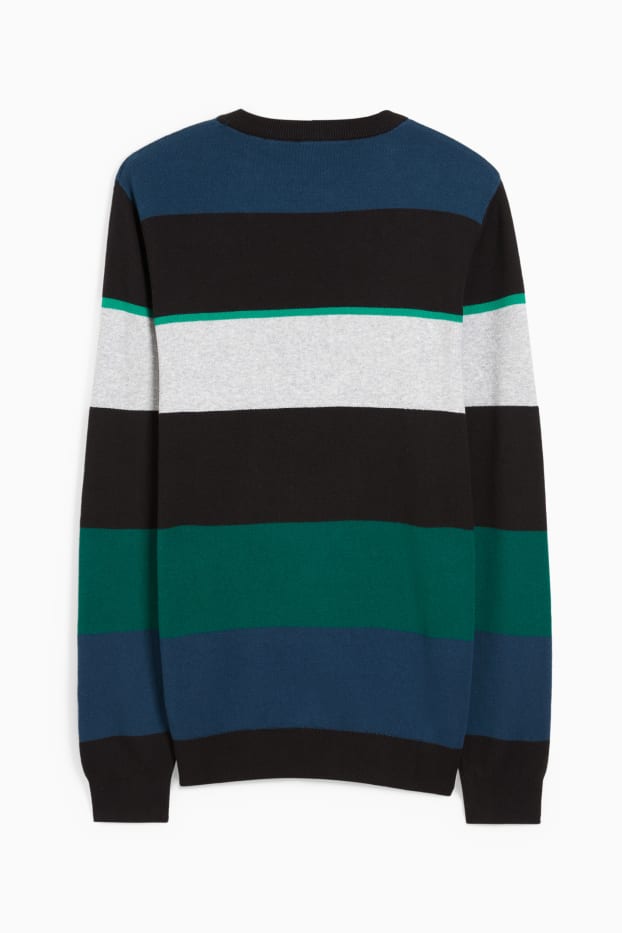 Uomo - Maglione - a righe - nero