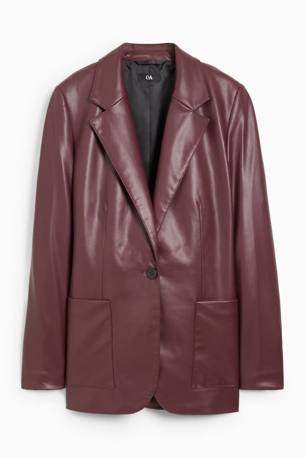 Women - Blazer - regular fit - faux leather - bordeaux