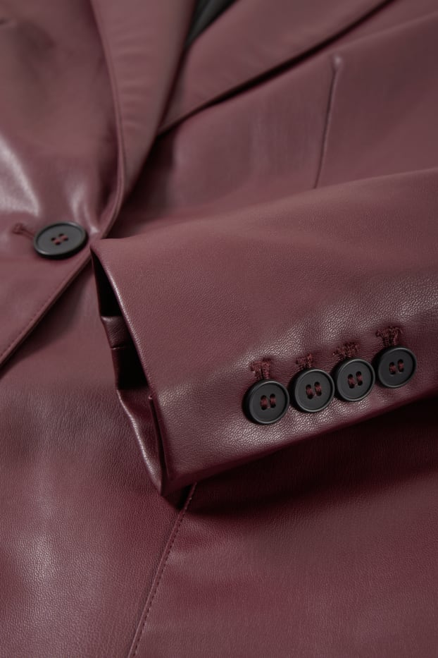 Women - Blazer - regular fit - faux leather - bordeaux