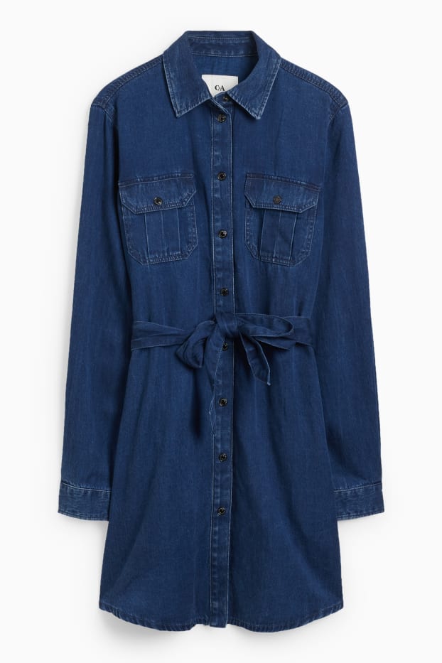 Femmes - Robe-chemisier en jean - jean bleu foncé
