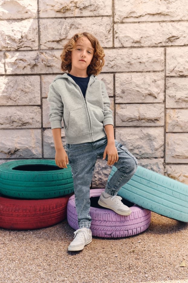 Enfants garçons - Sweat zippé à capuche - genderneutral - gris clair chiné