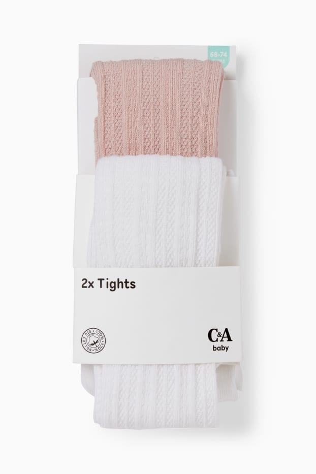 Neonate - Confezione da 2 - collant neonati - rosa pallido
