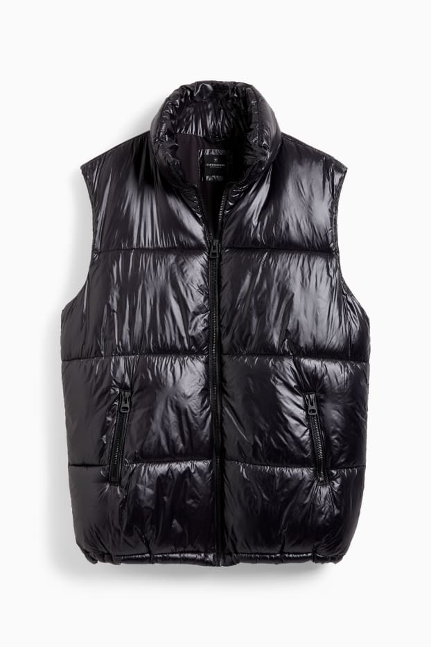 Women - Long quilted gilet - black