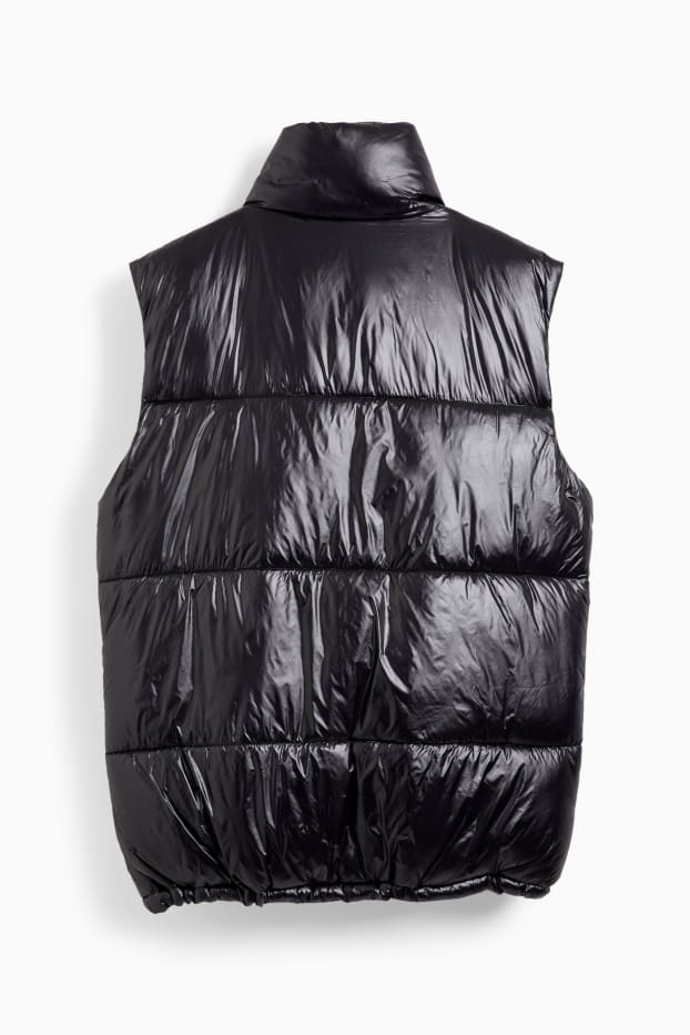 Women - Long quilted gilet - black