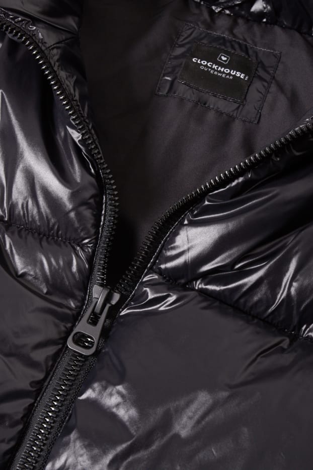 Women - Long quilted gilet - black