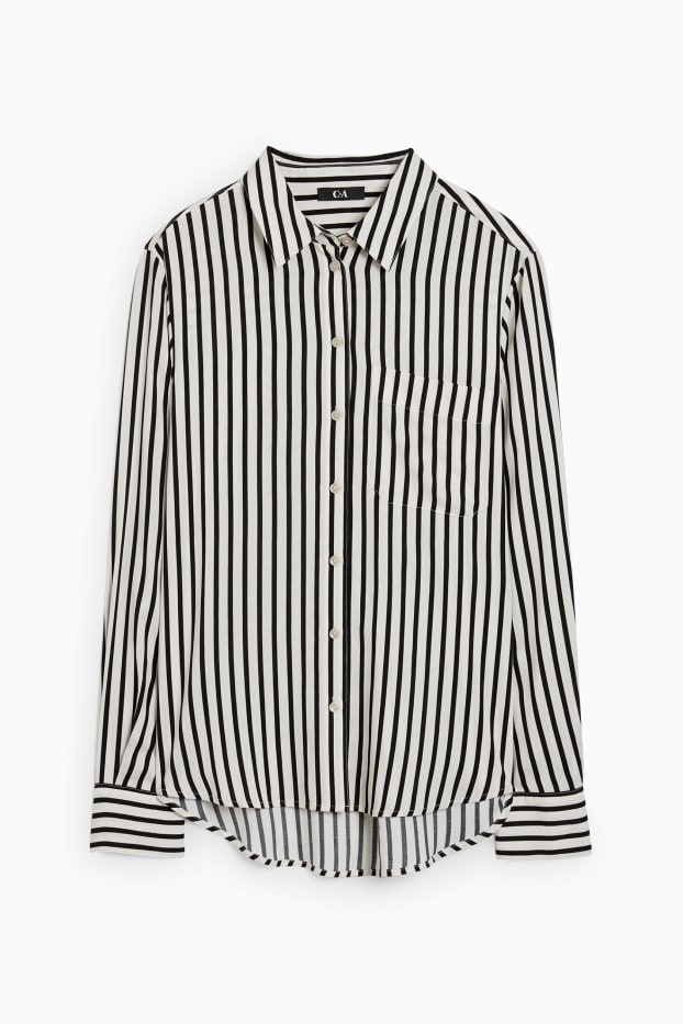 Damen - Bluse - gestreift - cremeweiß