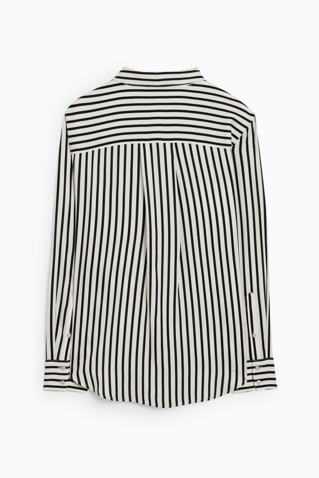 Damen - Bluse - gestreift - cremeweiß