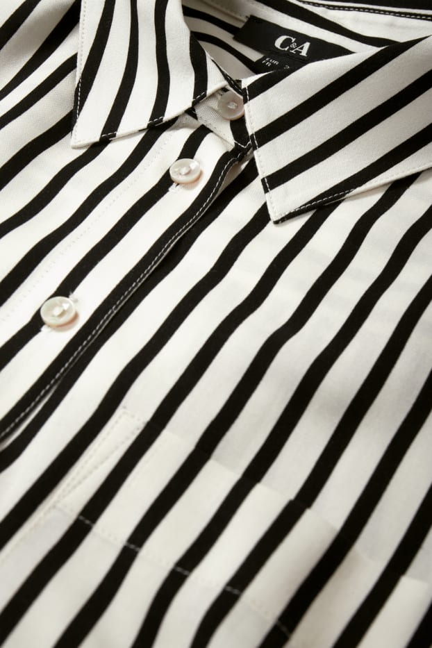 Damen - Bluse - gestreift - cremeweiß