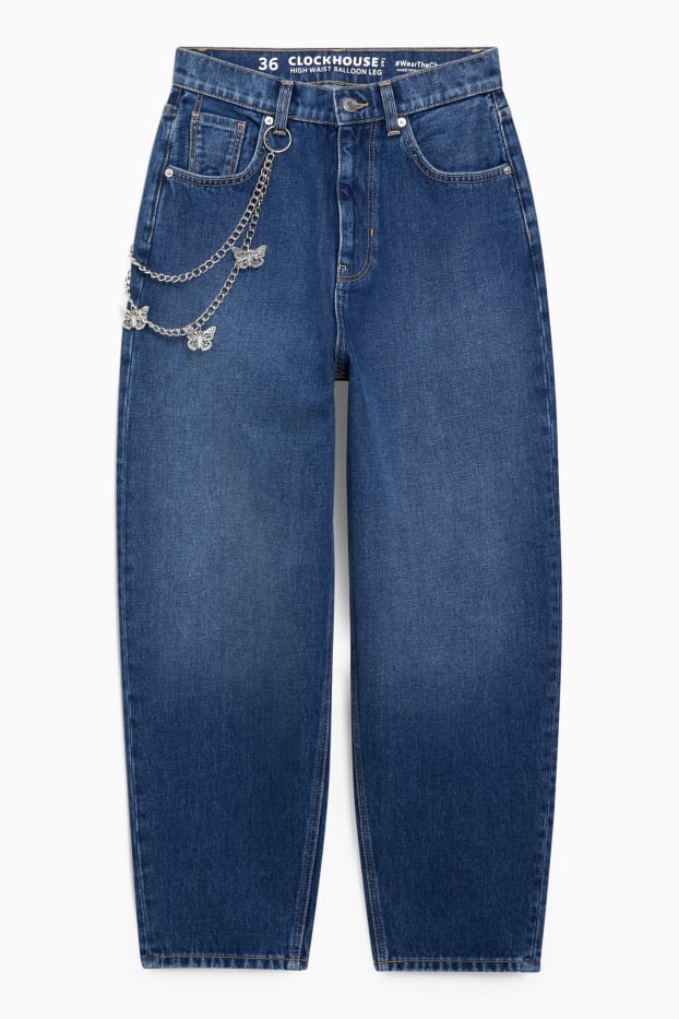 Dames - Balloon jeans - high waist - jeanslichtblauw
