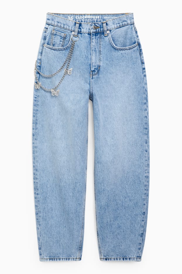 Dámské - Balloon jeans - high waist - džíny - světle modré