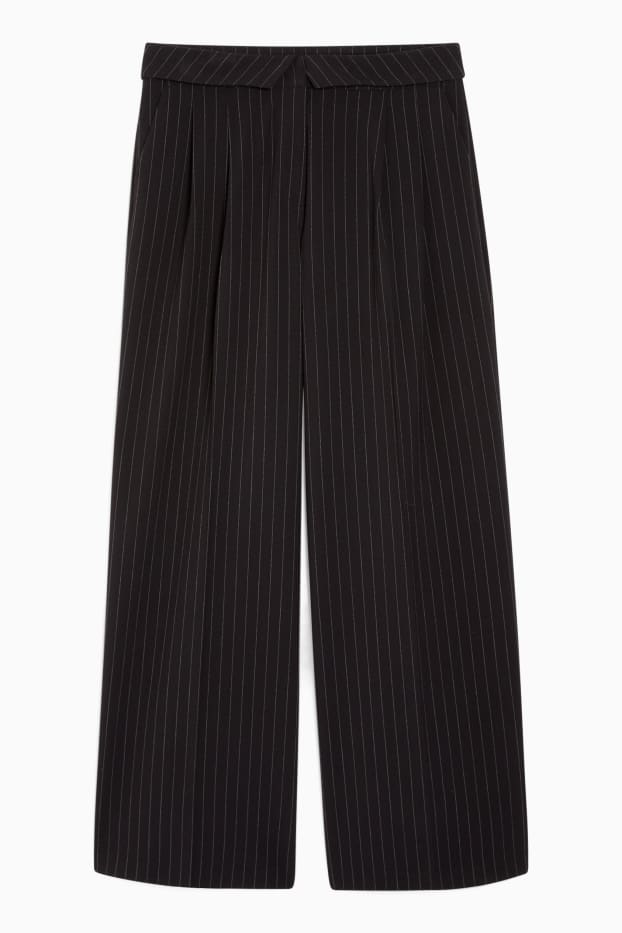 Women - Cloth trousers - mid-rise waist - wide leg - black