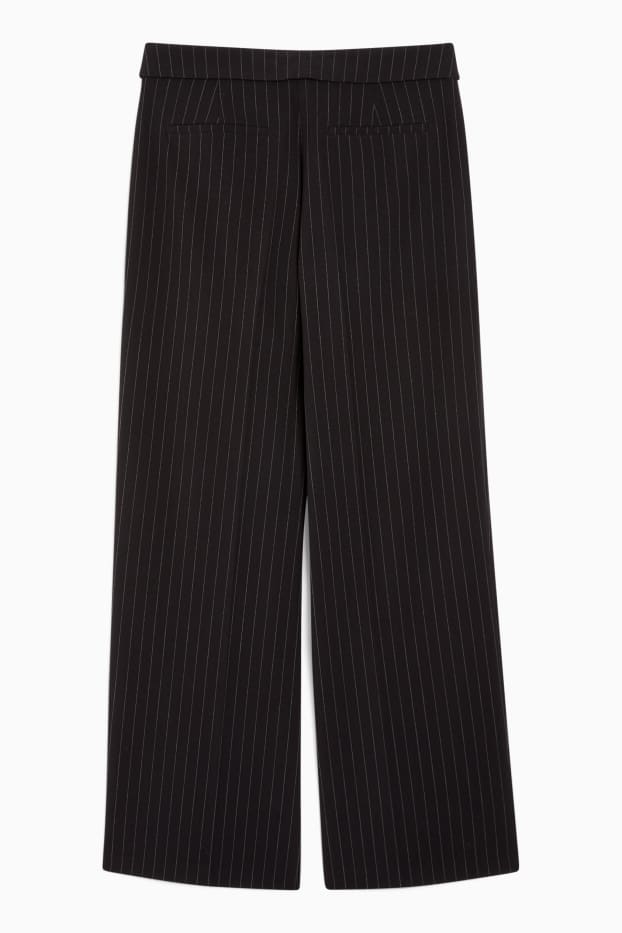 Women - Cloth trousers - mid-rise waist - wide leg - black