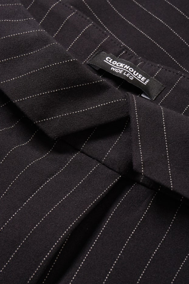 Women - Cloth trousers - mid-rise waist - wide leg - black