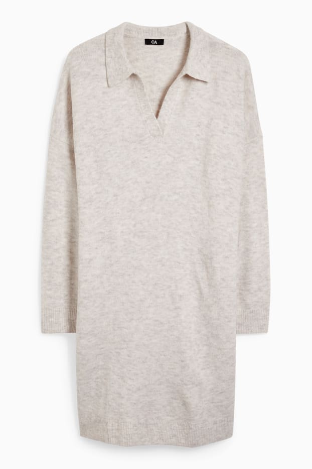 Femei - Rochie din tricot - gri deschis melanj