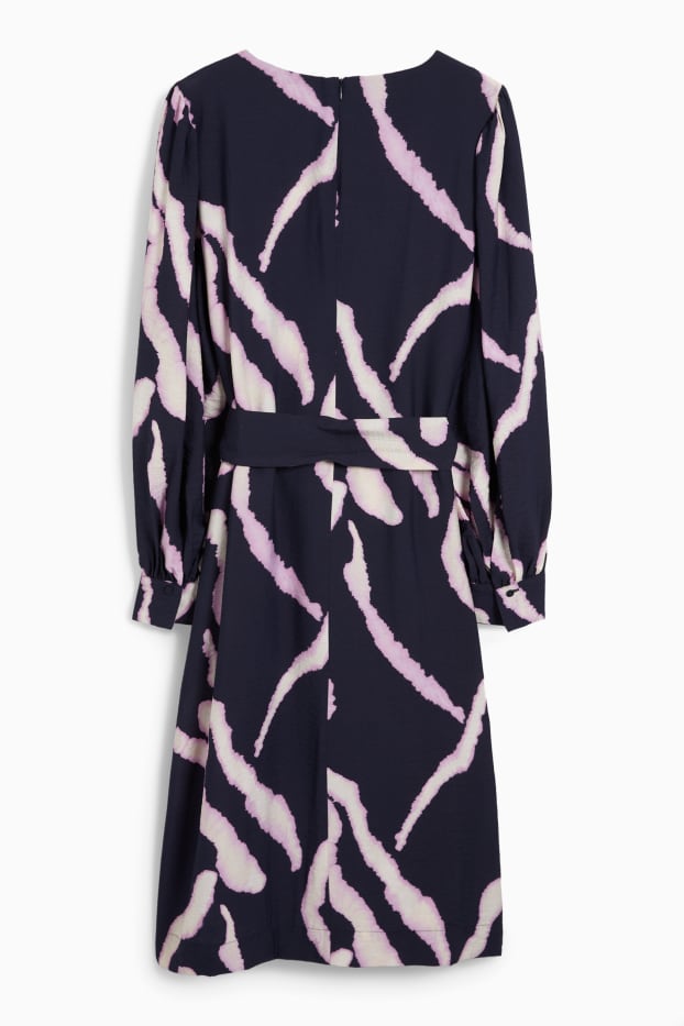 Donna - Vestito svasato - fantasia - blu scuro