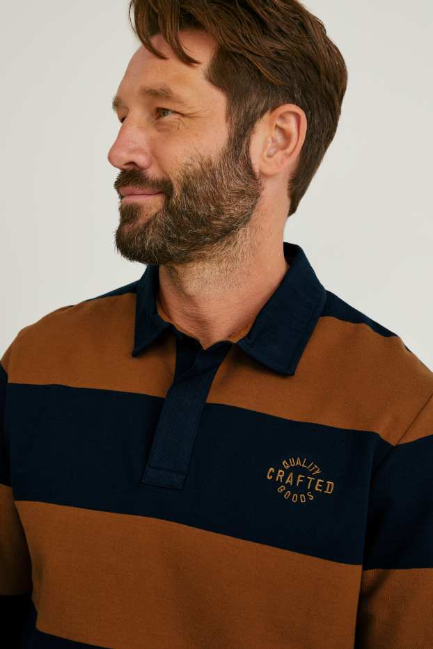Hommes - Polo - à rayures - marron / bleu foncé