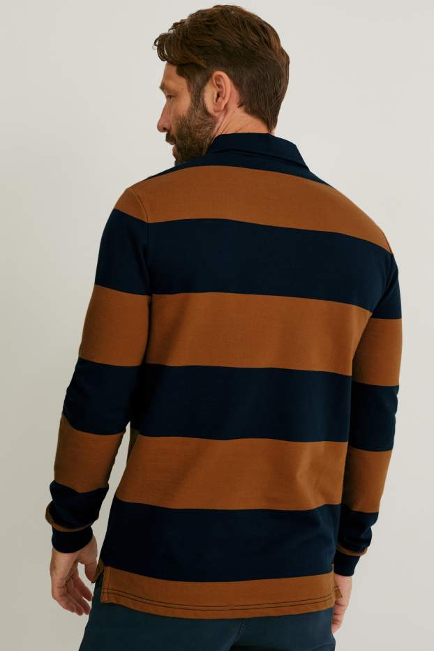 Hommes - Polo - à rayures - marron / bleu foncé