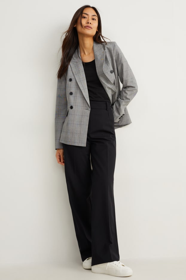 Dona - Pantalons formals - high waist - wide leg - Mix & Match - negre