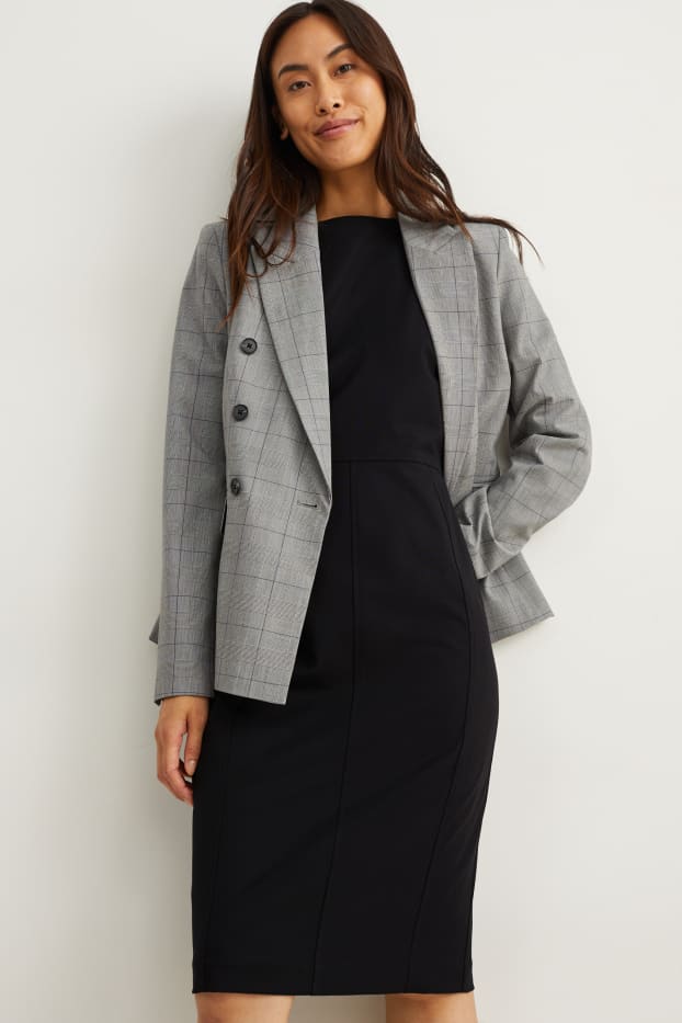 Damen - Etuikleid - Mix & Match - schwarz