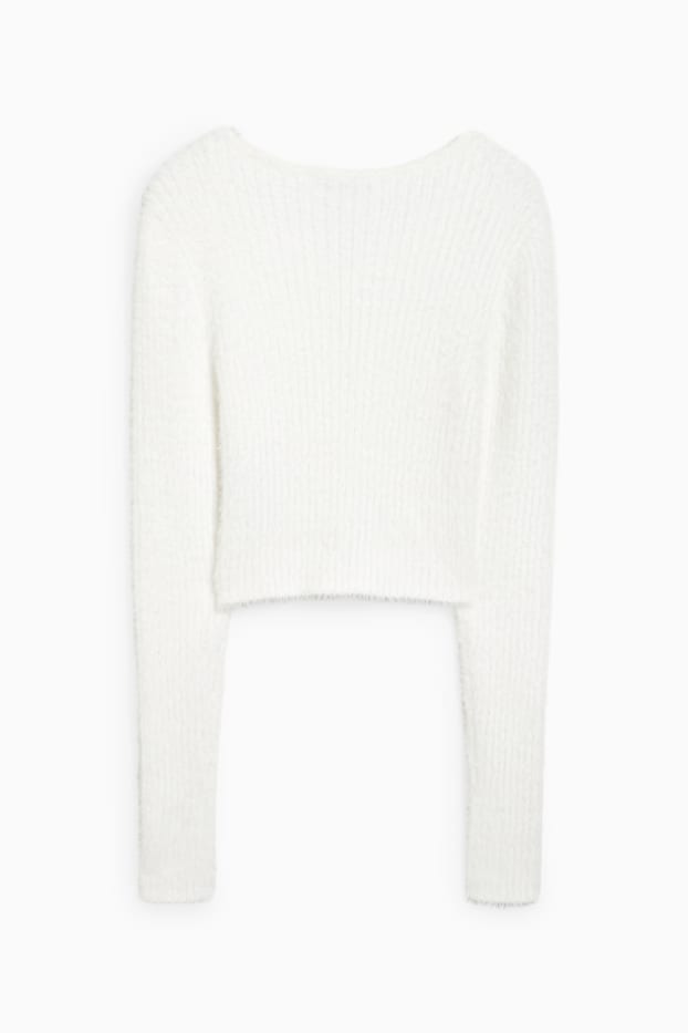Damen - Crop Pullover - cremeweiß