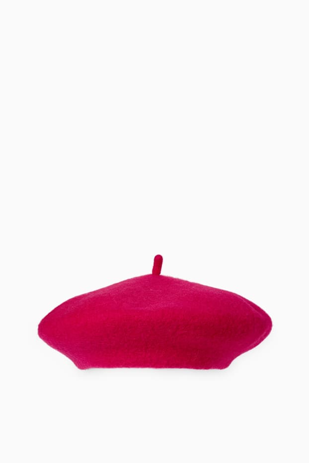 Women - Woollen beret - dark rose