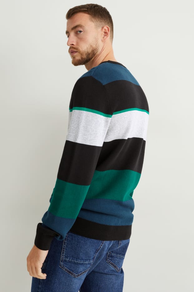 Uomo - Maglione - a righe - nero